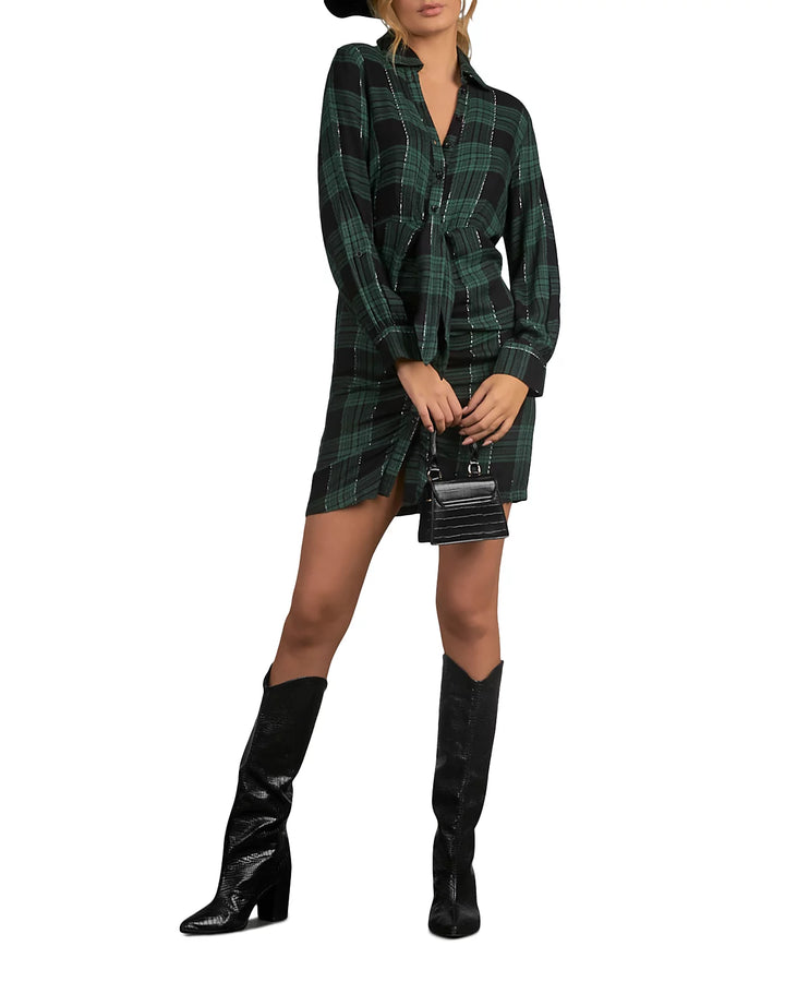 Elan Plaid Shirt Dress