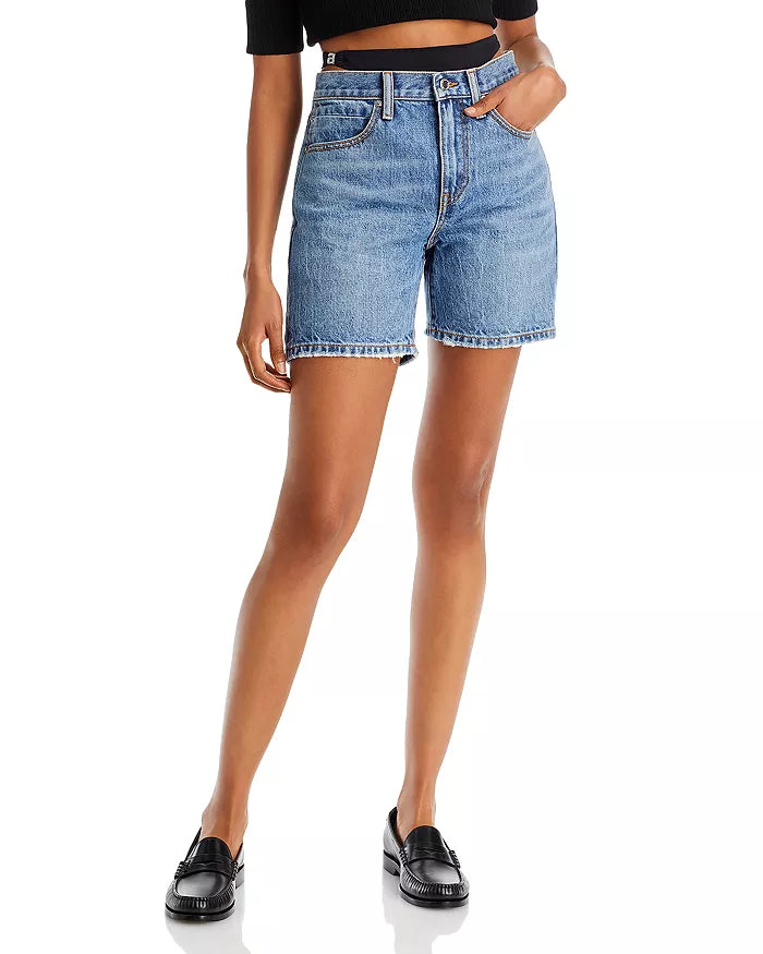 ALEXANDERWANG Embellished Waist Strap Denim Boy Shorts