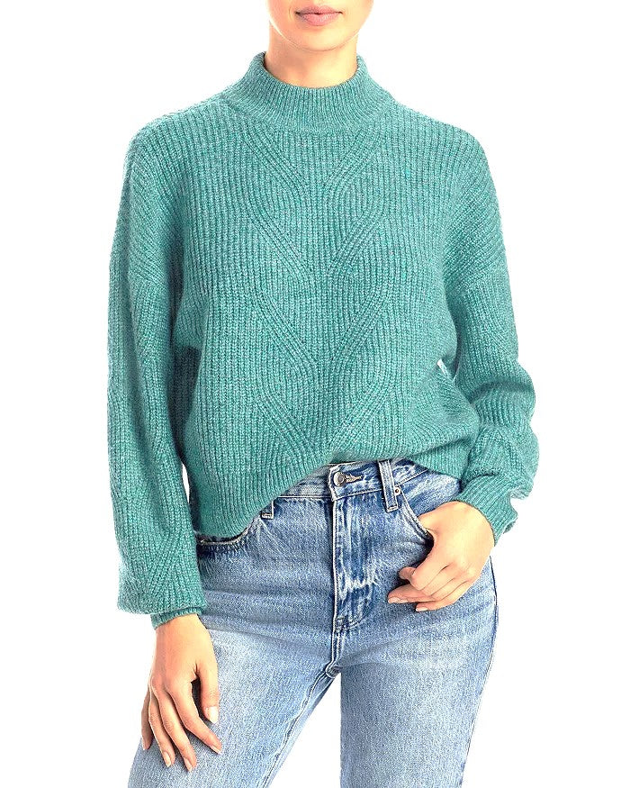 AQUA Novelty Stitch Mock Neck Sweater