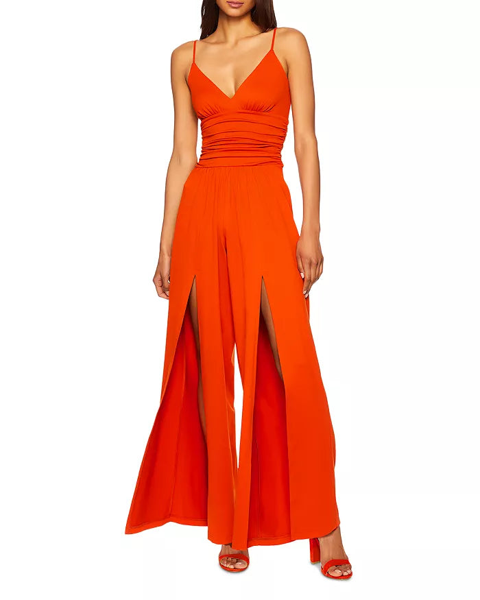 SUSANA MONACO V-Neck Slit Leg Jumpsuit