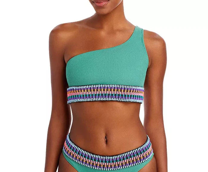 Peixoto Zoni Asymmetric Contrast Trim Bikini Top