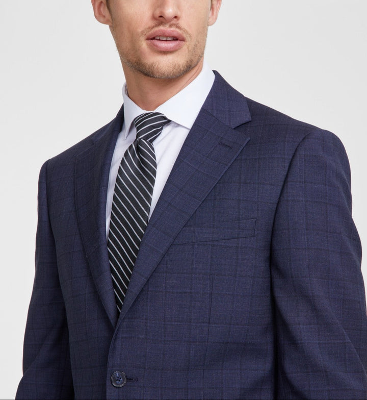 Calvin Klein Men's Slim-Fit Wool-Blend Stretch Plaid Suit Separate Jacket