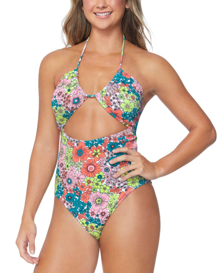 Raisins Juniors' Paradise Printed Cut-Out One-Piece Swimsuit