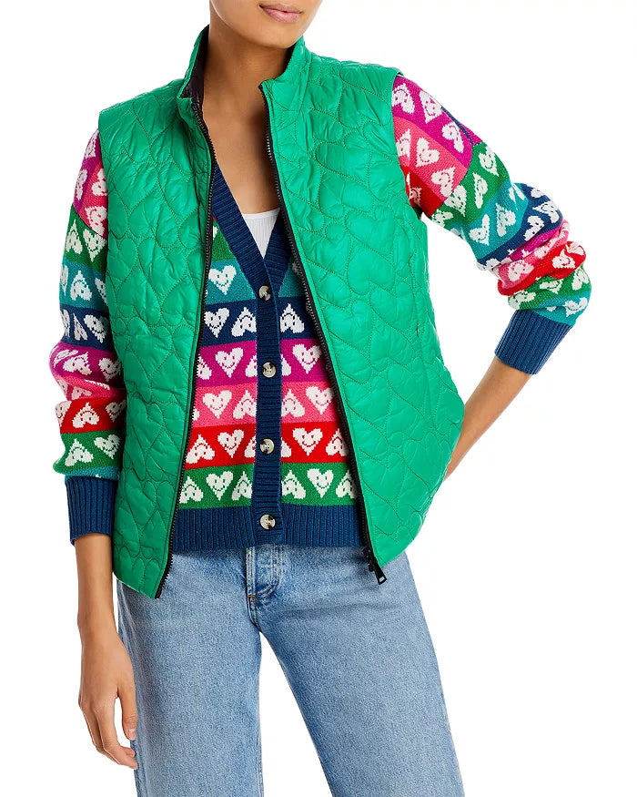 AQUA x Kerri Rosenthal Reversible Heart Quilted Vest