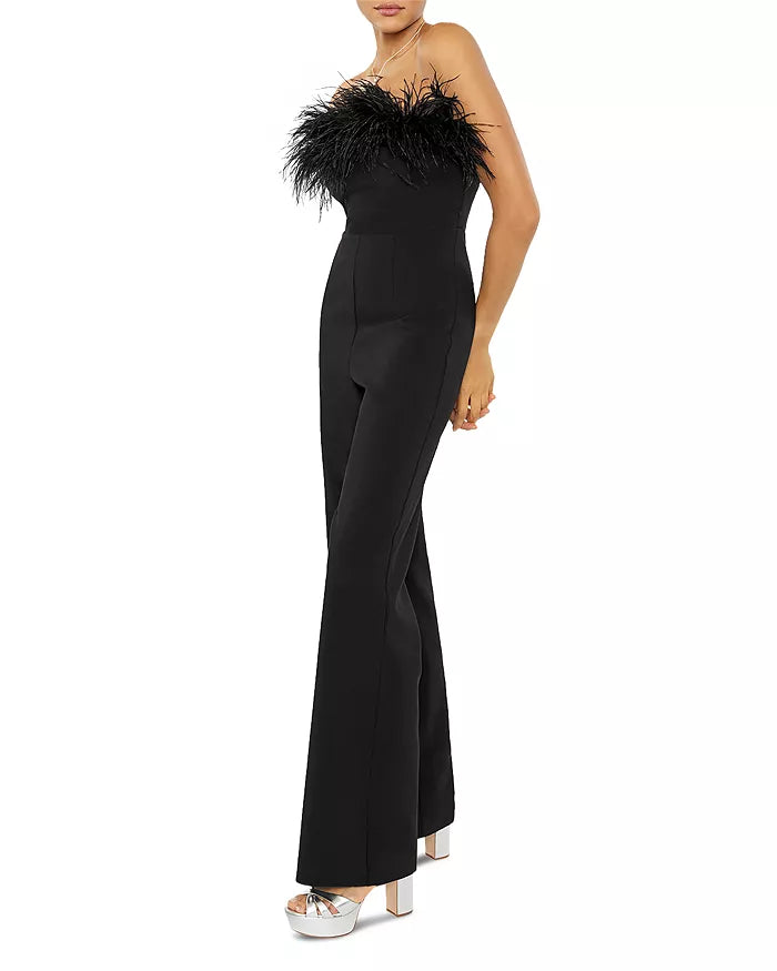 LIKELY Desi Feather Trim Jumpsuit
