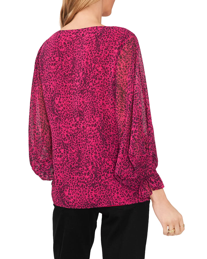 VINCE CAMUTO Animal Print Blouson Sleeve Blouse