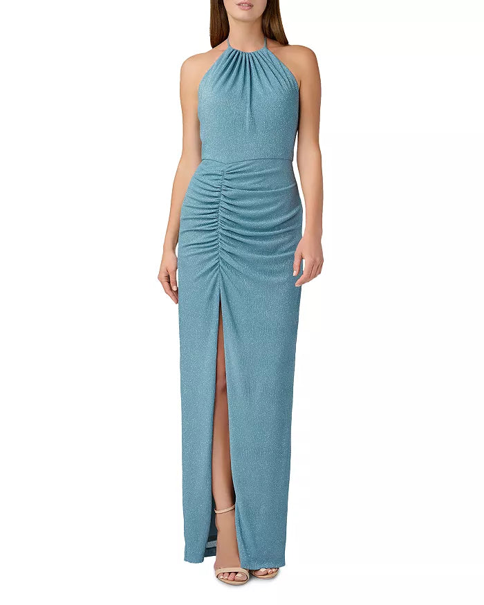 Aidan by Aidan Mattox Metallic Knit Halter Dress