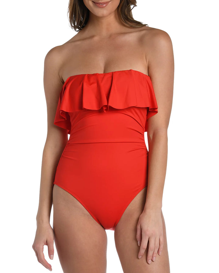 La Blanca Ruffled Bandeau One Piece Swimsuit