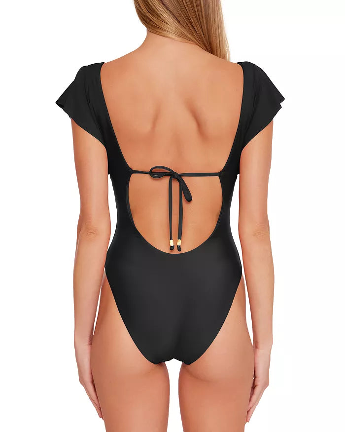 Trina Turk Monaco Flutter Sleeve One Piece Swimsuit