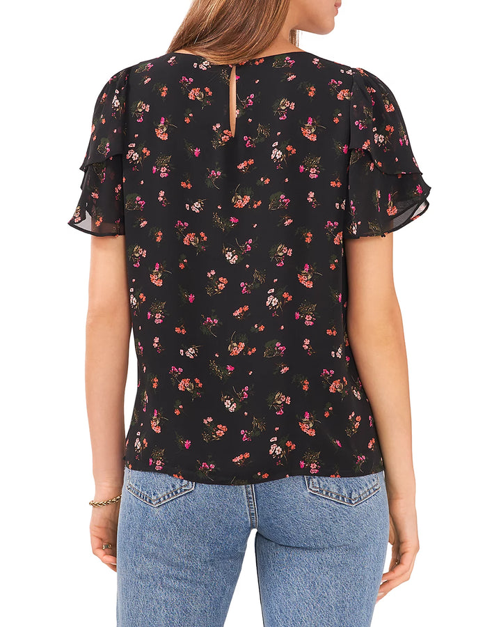 VINCE CAMUTO Floral Print Flutter Sleeve Top