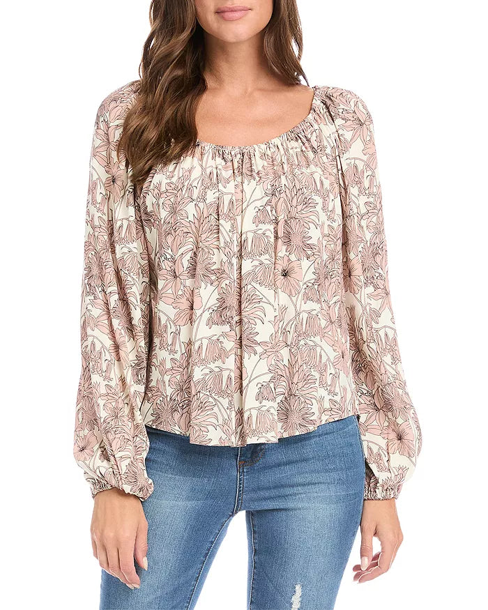 Karen Kane Blouson Sleeve Peasant Top