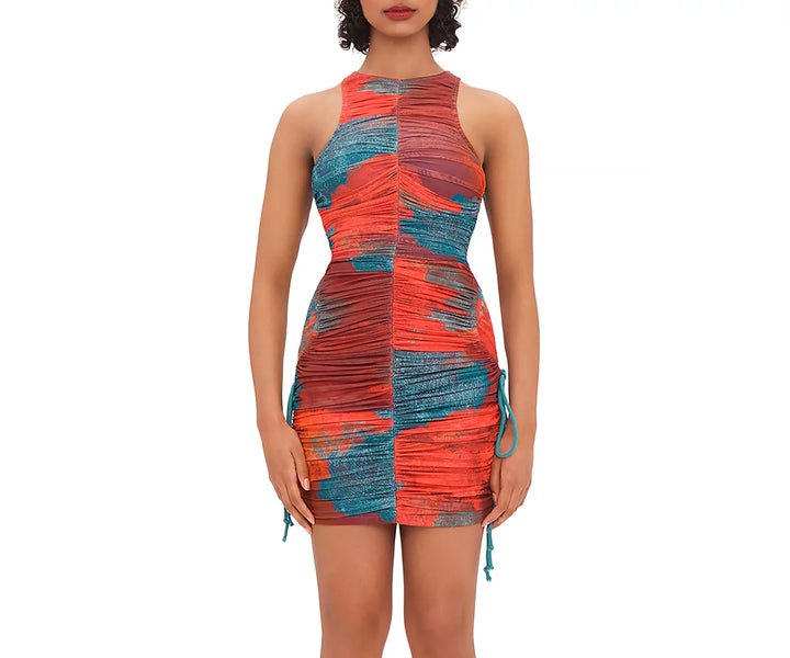 Andrea Iyamah Kasi Ruched Mesh Mini Dress