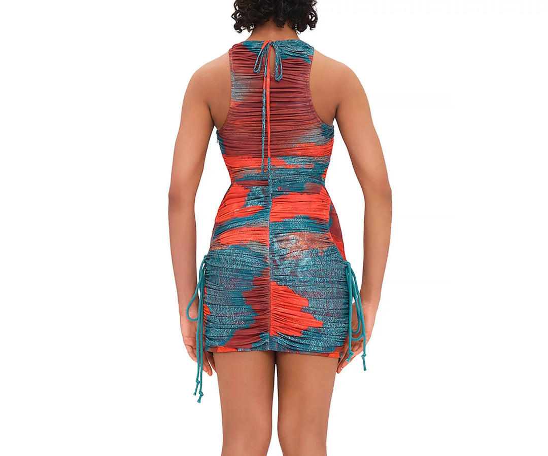 Andrea Iyamah Kasi Ruched Mesh Mini Dress