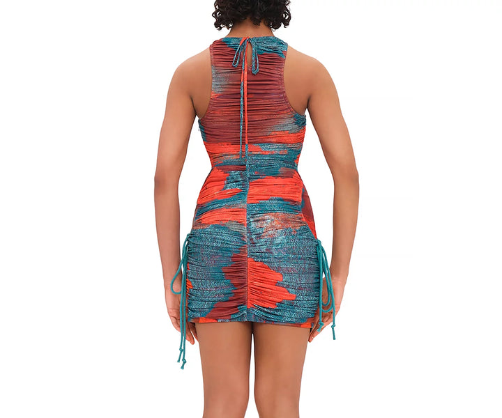 Andrea Iyamah Kasi Ruched Mesh Mini Dress