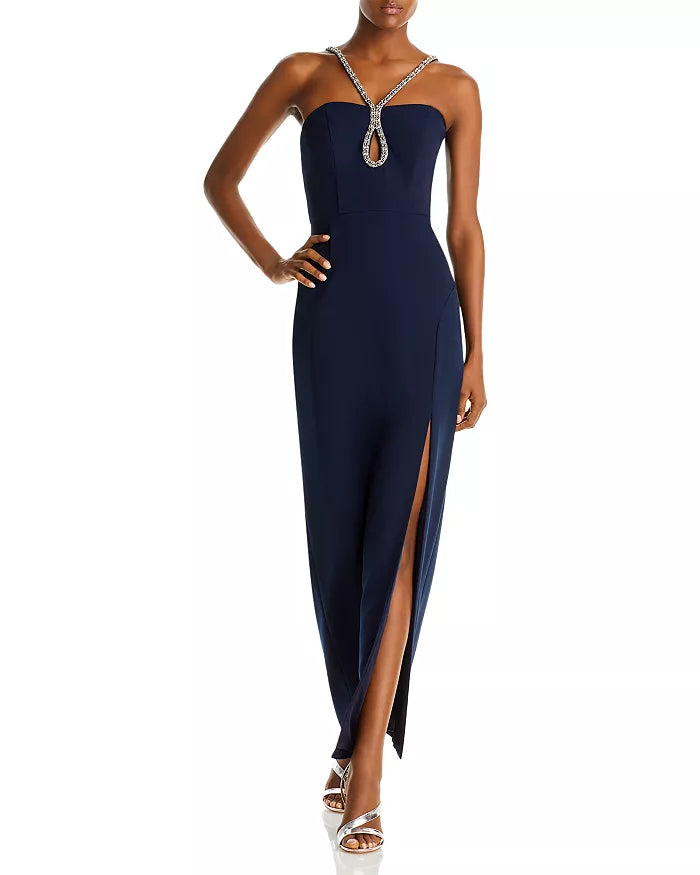 AQUA Scuba Embellished Chain Dress