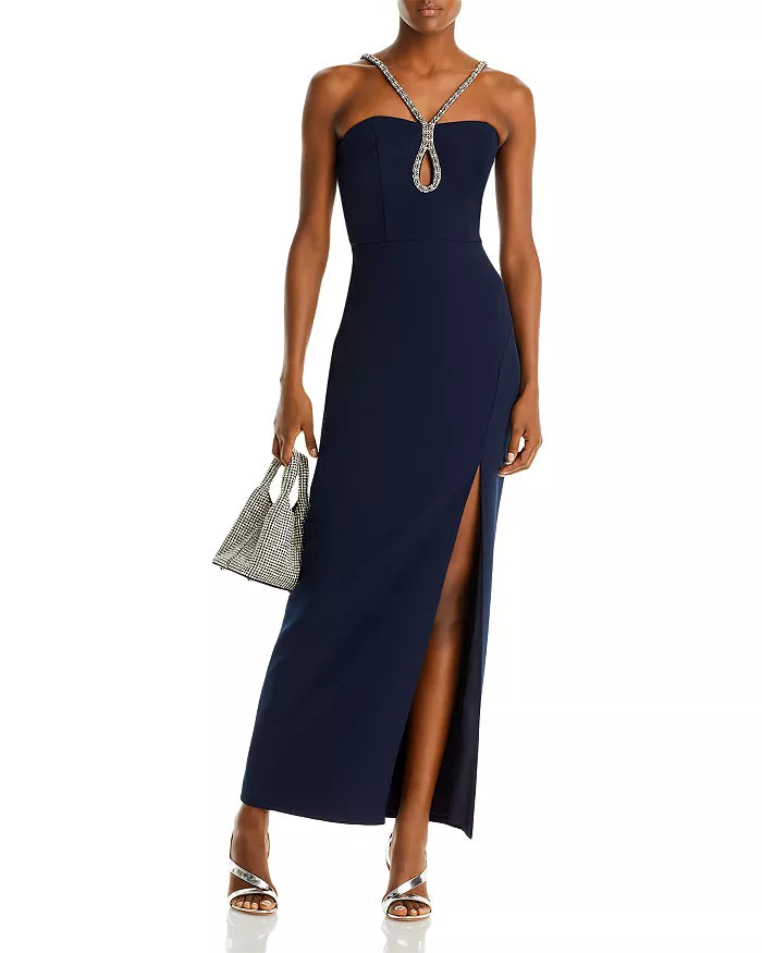 AQUA Scuba Embellished Chain Dress