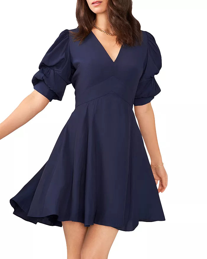 1.STATE Bubble Sleeve V Neck Dress