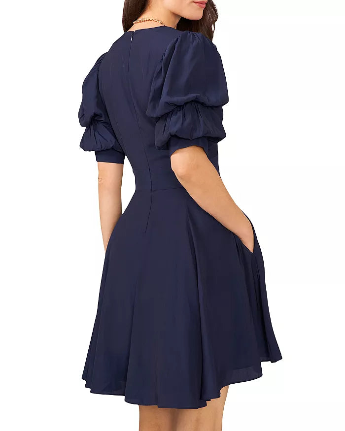 1.STATE Bubble Sleeve V Neck Dress