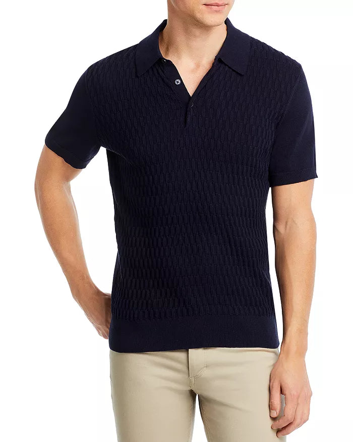 The Men's Store MEN Novelty Basket Weave Jersey Polo Shirt
