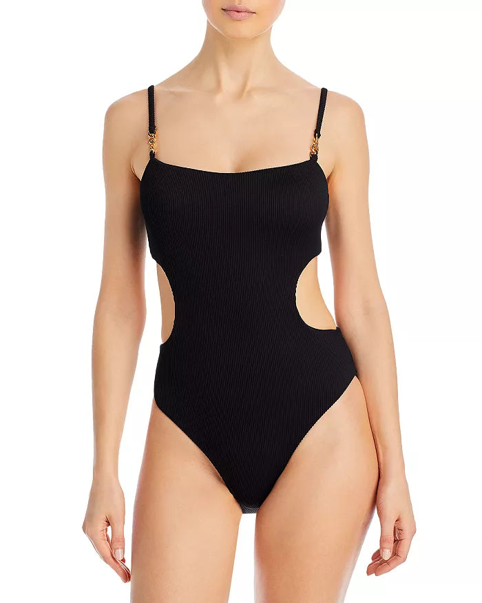 AQUA Chain Trim Cutout One Piece Swimsuit