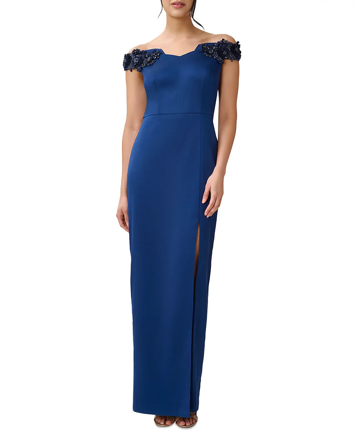 Aidan Mattox Embellished Off The Shoulder Gown