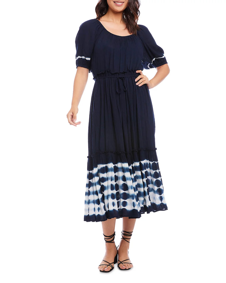 Karen Kane Puff Sleeve Tie Dye Midi Dress