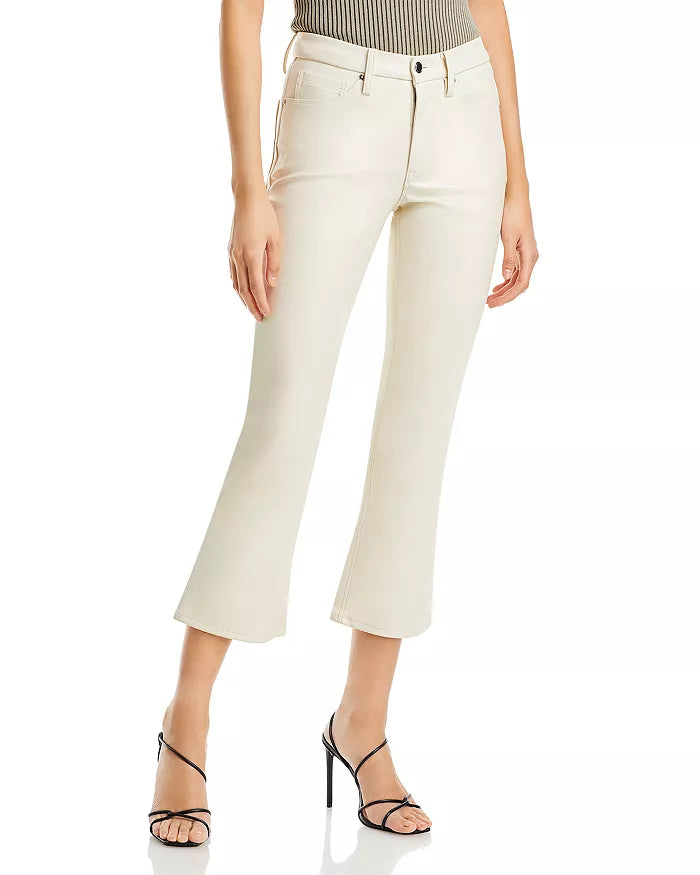 Good American Better Than Leather Mid Rise Cropped Mini Bootcut Jeans