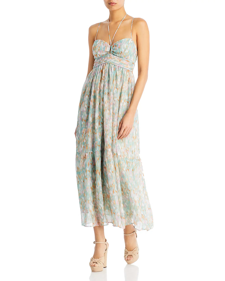 AQUA Keyhole Halter Maxi Dress
