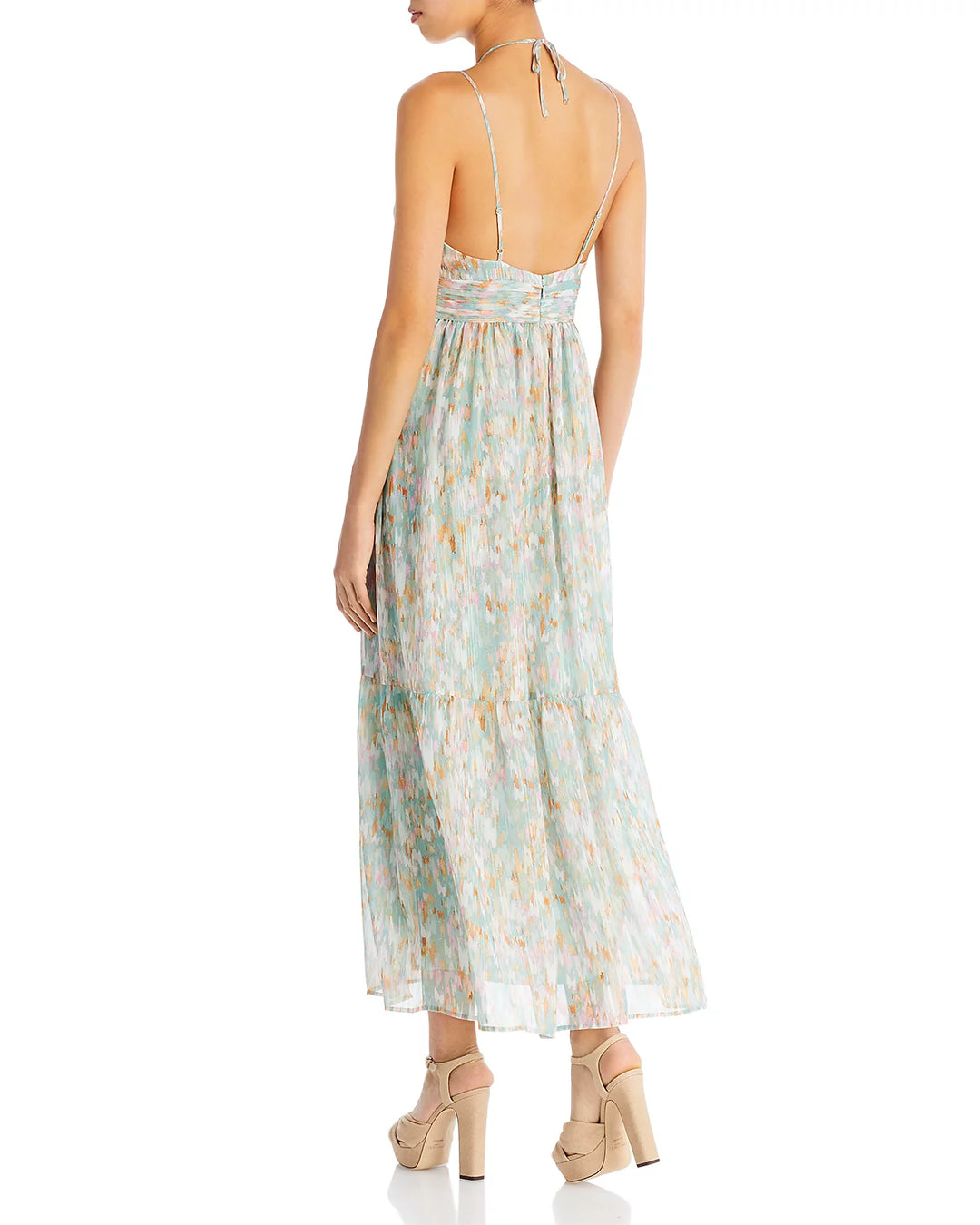 AQUA Keyhole Halter Maxi Dress