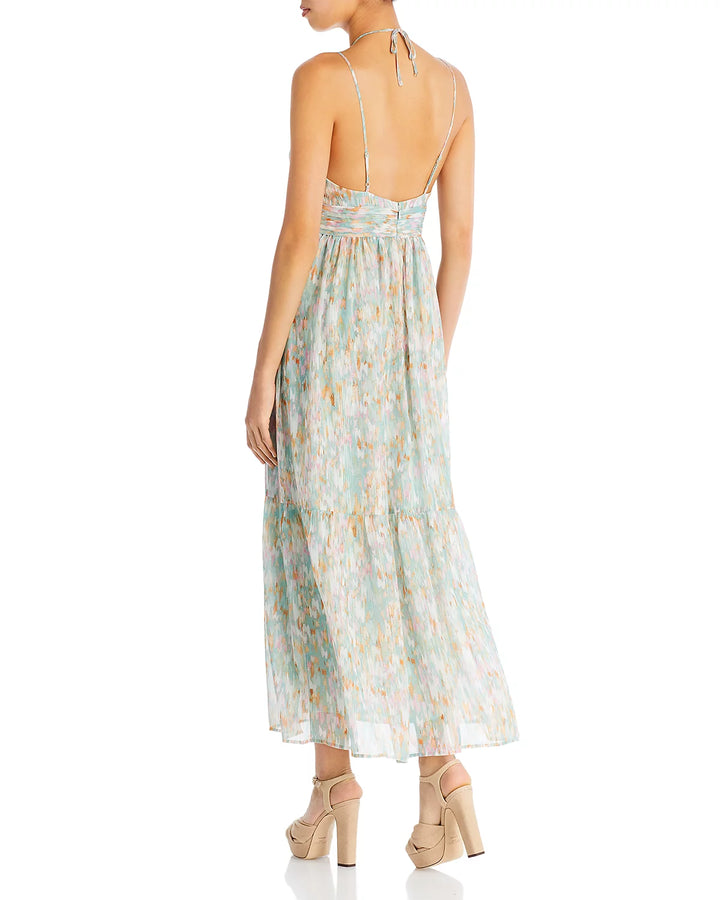 AQUA Keyhole Halter Maxi Dress