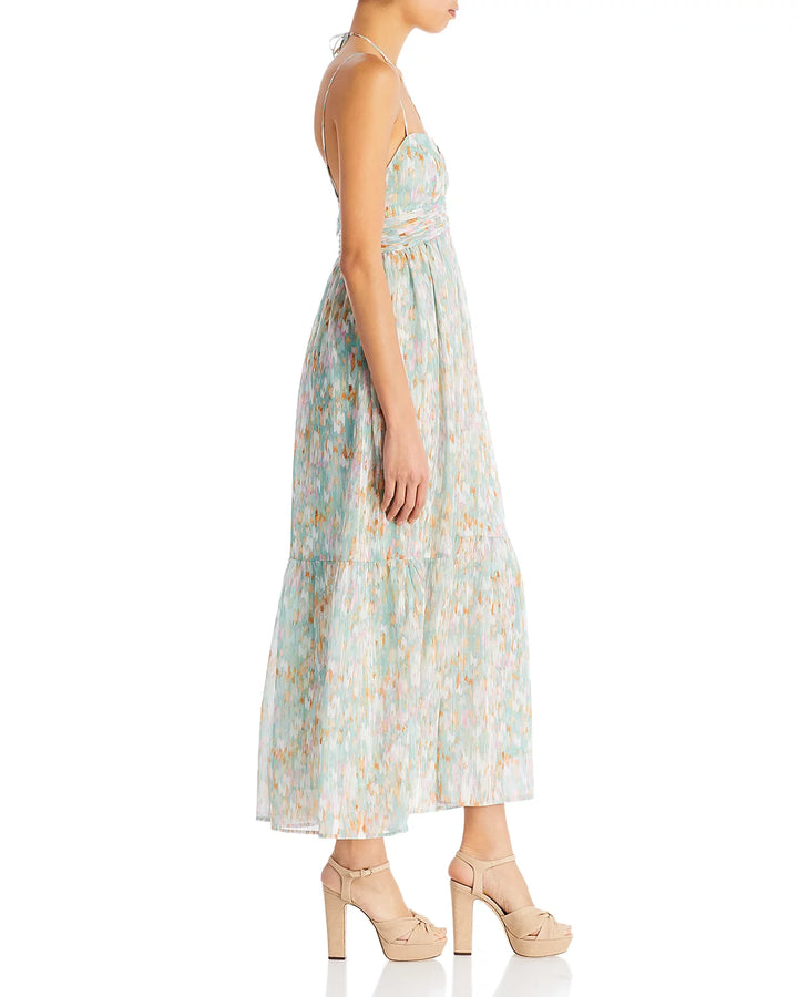 AQUA Keyhole Halter Maxi Dress