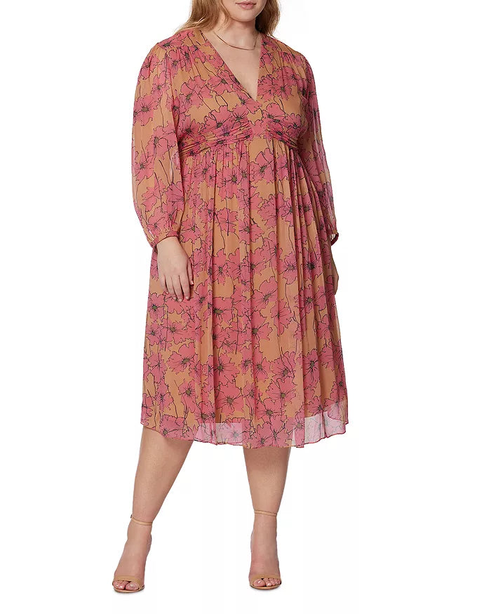 Joie Plus Size Floral Print Silk Tie Back Dress