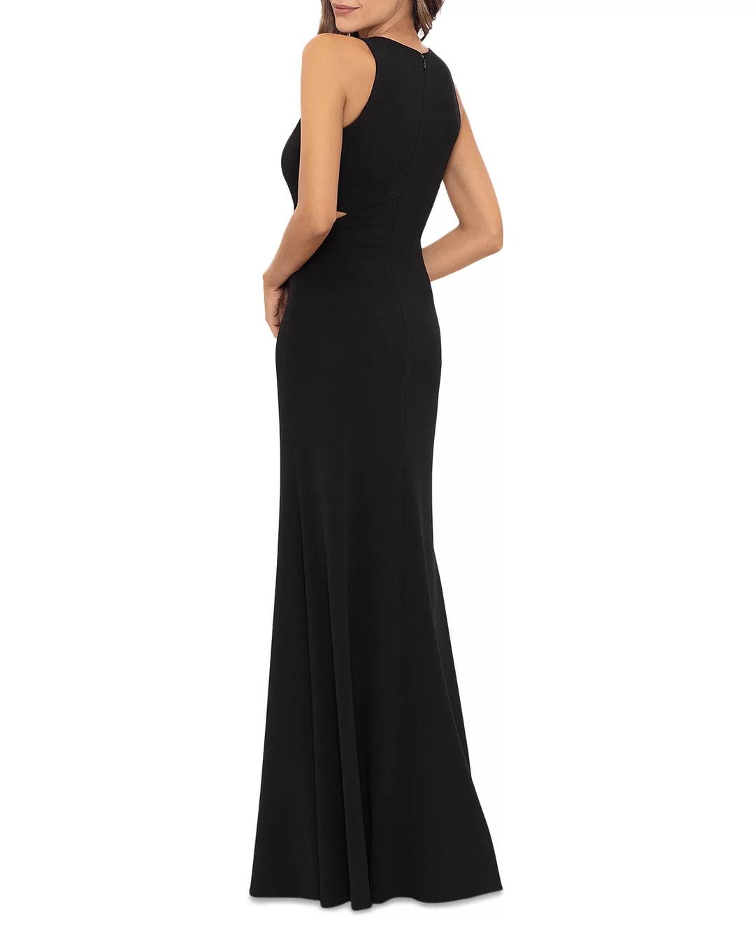 AQUA Scuba Crepe Cut Out Evening Gown