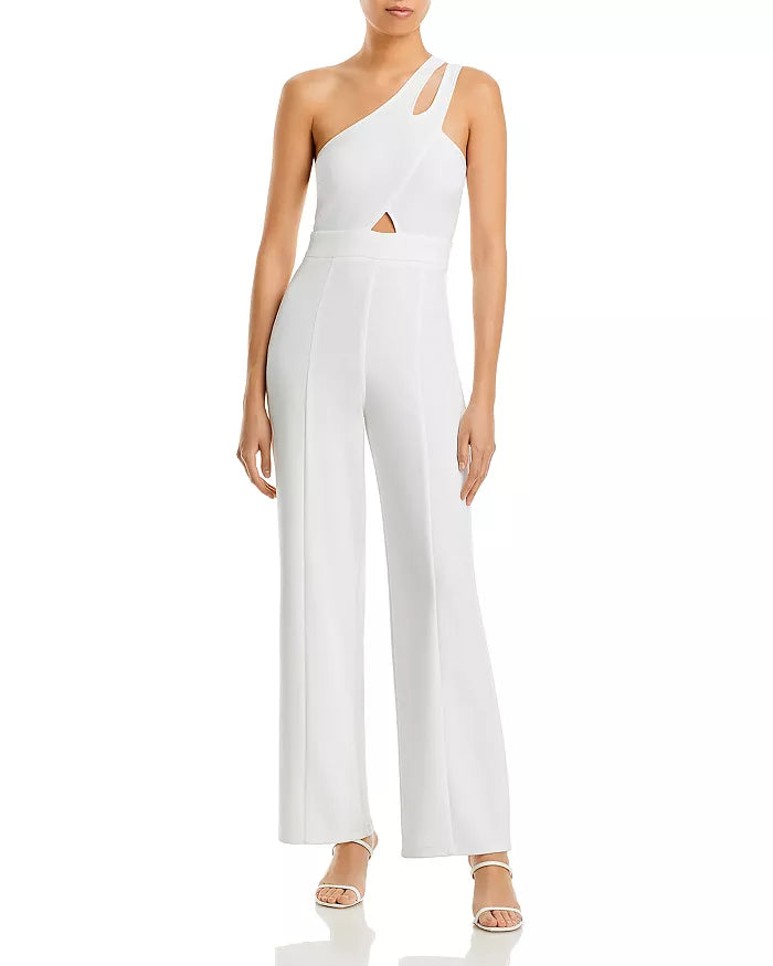 AQUA One Shoulder Cutout Jumpsuit