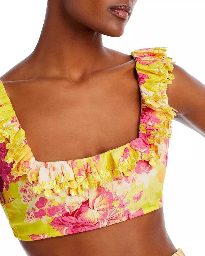 Hemant and Nandita Embroidered Floral Print Crop Top