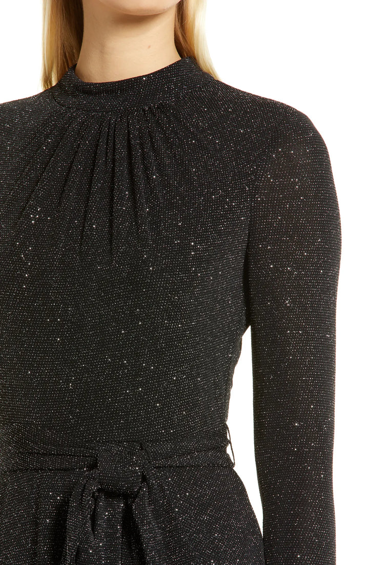 Eliza J Mock Neck Long Sleeve Fit and Flare Dress