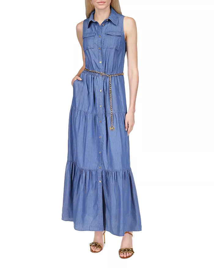 MICHAEL MICHAEL KORS Tiered Chambray Dress