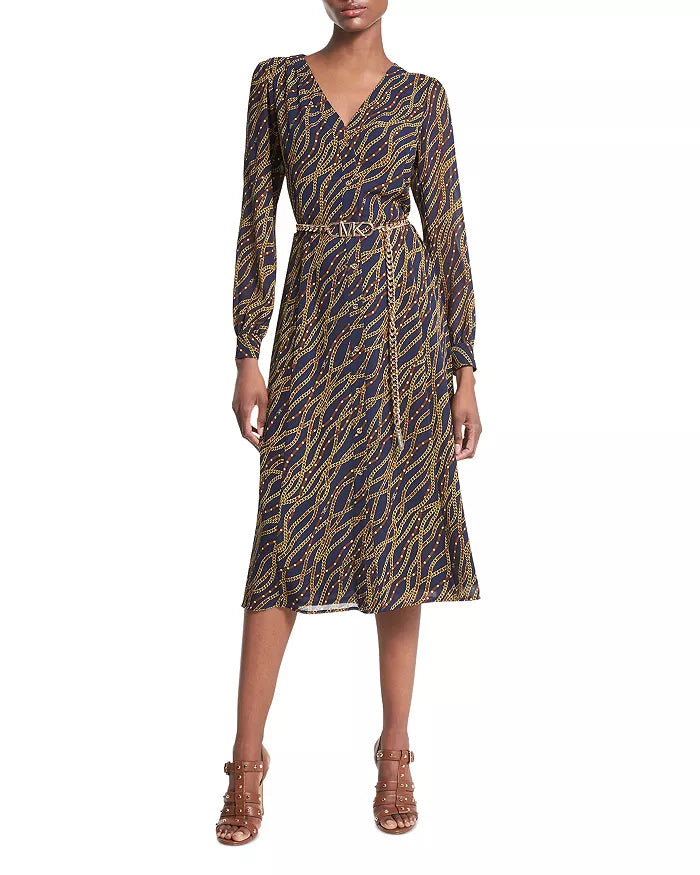 MICHAEL MICHAEL KORS Chain Belt Button Front Dress
