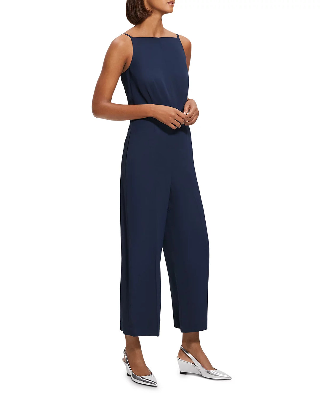 Theory Square Neck Sleeveless Cropped Jumpsuit