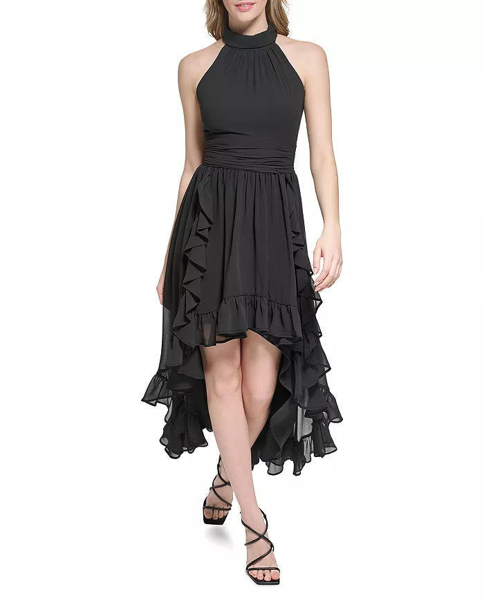 KARL LAGERFELD PARIS Ruffled High Low Dress