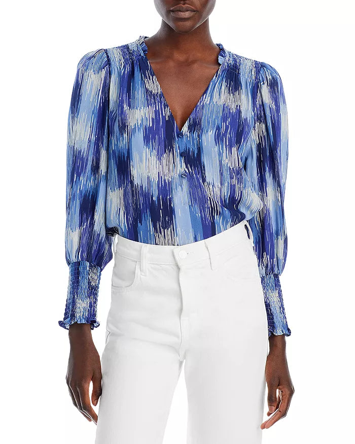 Aqua Printed V-Neck Top