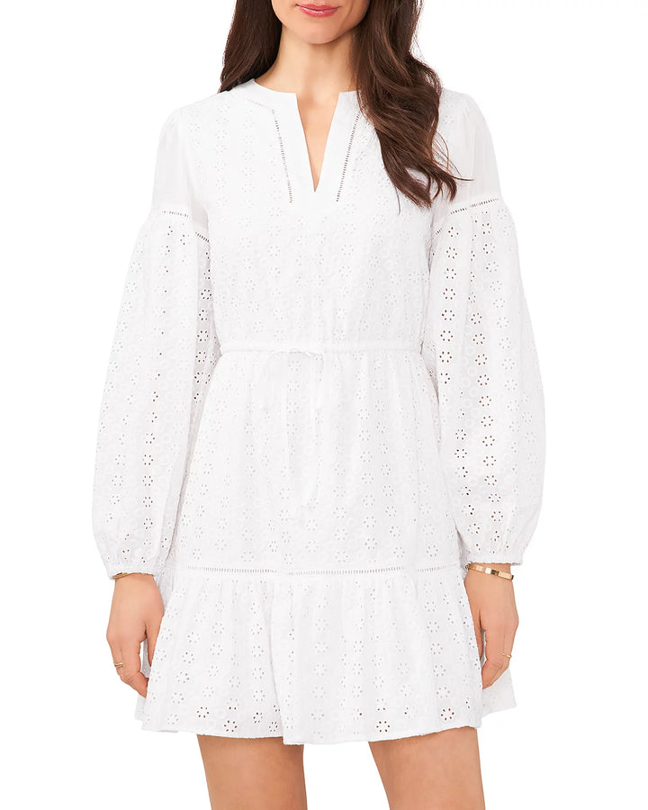 1.STATE Split Neck Eyelet Dress