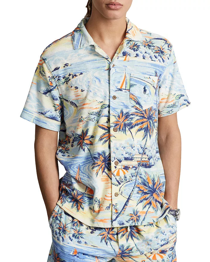 Polo Ralph Lauren MEN Custom Slim Fit Printed Terry Camp Shirt