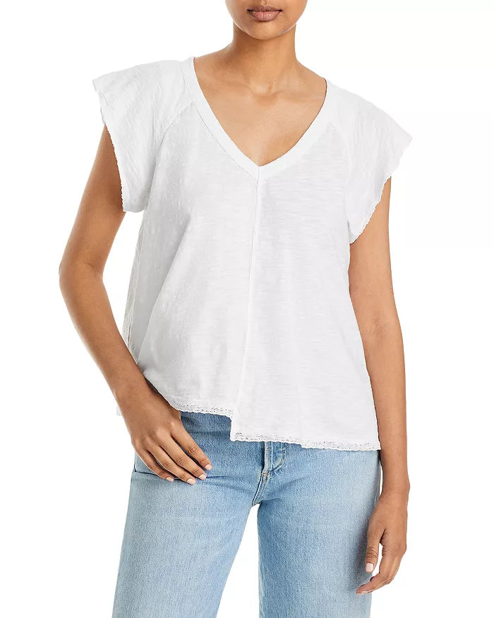 Wilt Asymmetric Lace Trim Tee