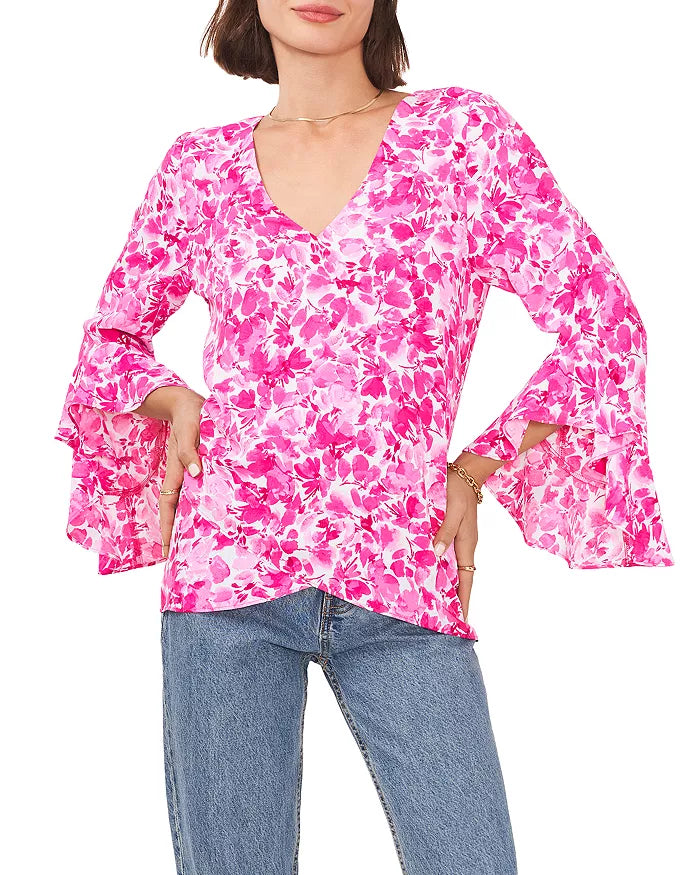 Vince Camuto Bell Sleeve V Neck Top