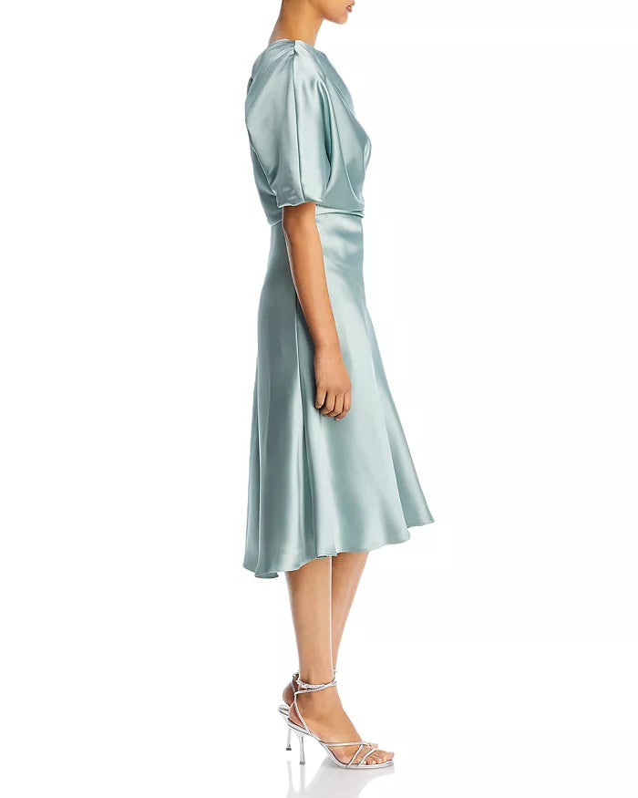 Amsale Draped One Shoulder Midi Dress