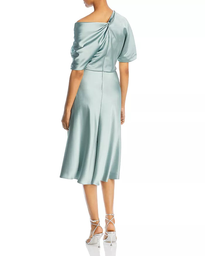 Amsale Draped One Shoulder Midi Dress