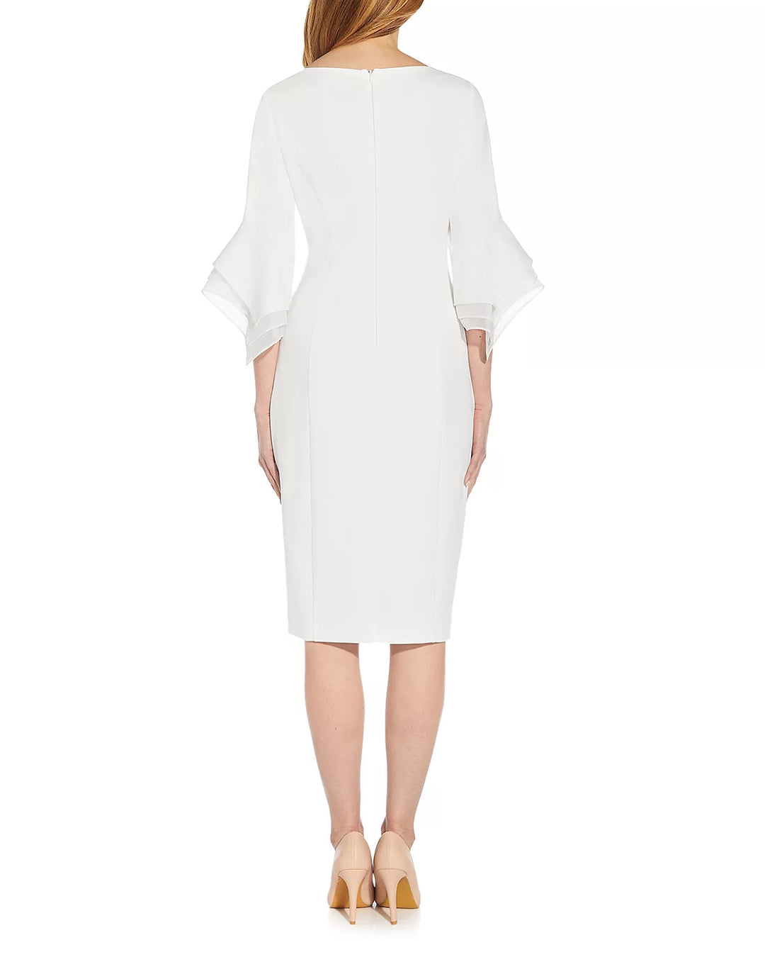 Adrianna Papell Knit Crepe Tiered Sleeve Dress