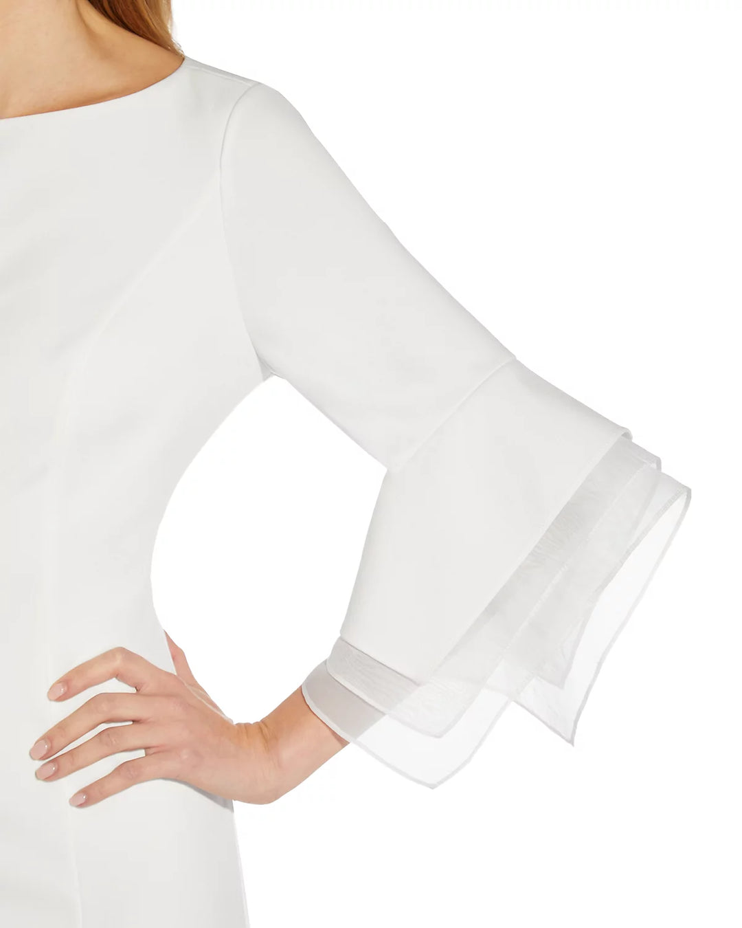 Adrianna Papell Knit Crepe Tiered Sleeve Dress