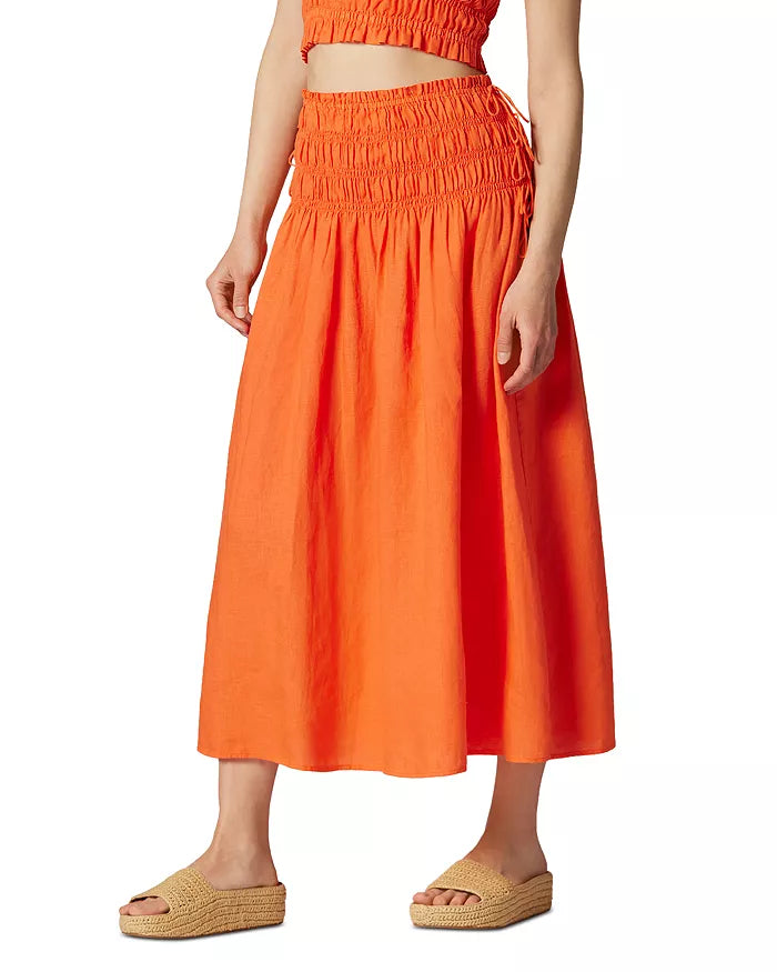 Joie Clover Linen Smocked Midi Skirt